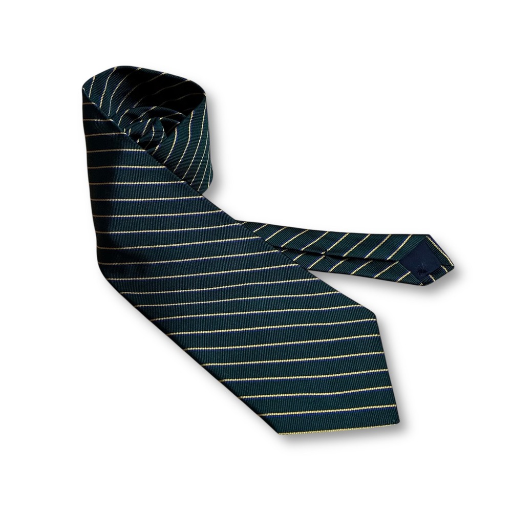 Vintage Brooks Brothers Makers Silk Striped Necktie Navy Blue Hand Made USA